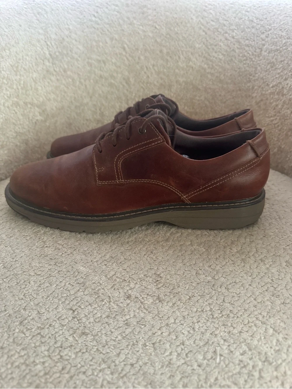 Clarks Brown Leather Oxford Dress Shoes Men’s 12M Comfort Casual